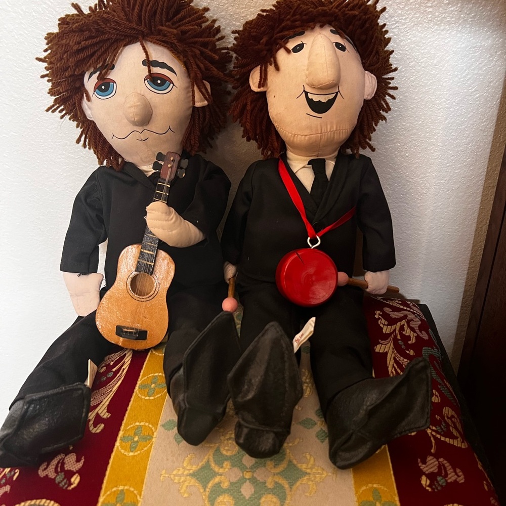 Vintage Beatles dolls(2)-J Lennon/R Starr-SugarLoaf-Rare fr 1994-Display cond